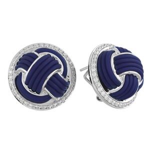 Belle Etoile Earrings “Nodo” in Navy Blue and Silver with Cubic Zirconia